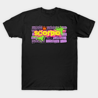 Scorpio Retro Graffiti Zodiac Astrology Neon Birthday Sign T-Shirt